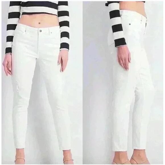 Pistola Jeans Womens 25 White Skinny Distressed Mid Rise Stretch Denim - Picture 1 of 10